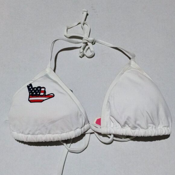 Vtg Old Navy American Flag String Bikini-Small-Shaka-Hang Loose-Y2K-Lined-NEW - Picture 2 of 11